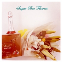 flowers wine and chocolate